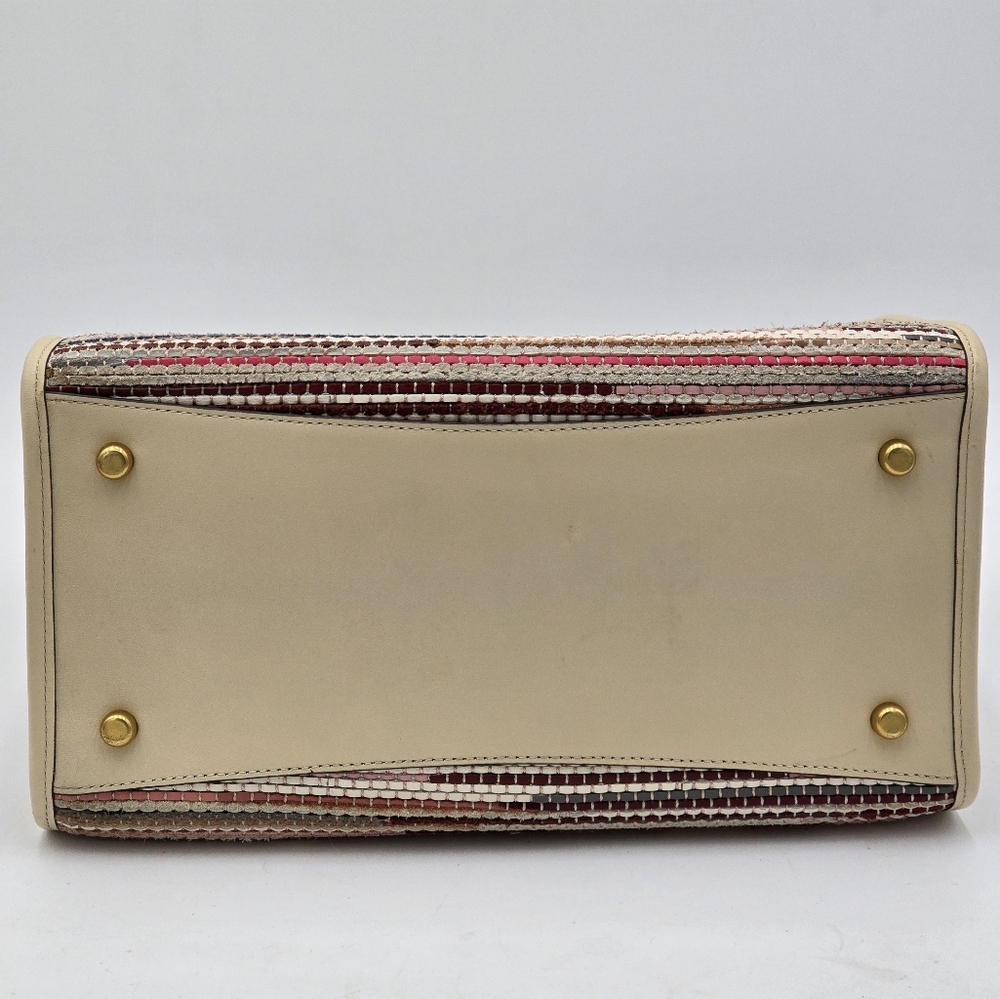 Coach Field Tote  In Upwoven Leather, Chalk Multi - Picture 4 of 16